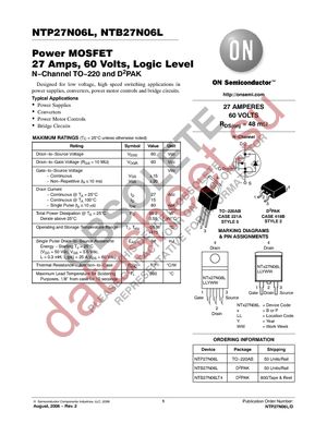 NTP27N06L datasheet  